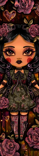 Free kawaii bookmark featuring a muted red blush girl